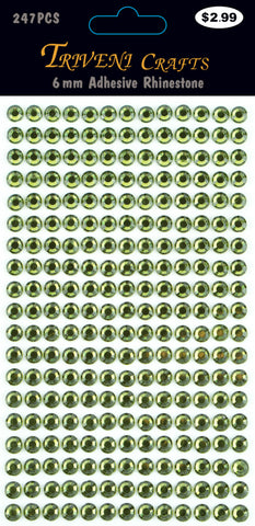 Rhinestone Dot Stickers - 6mm - Olive