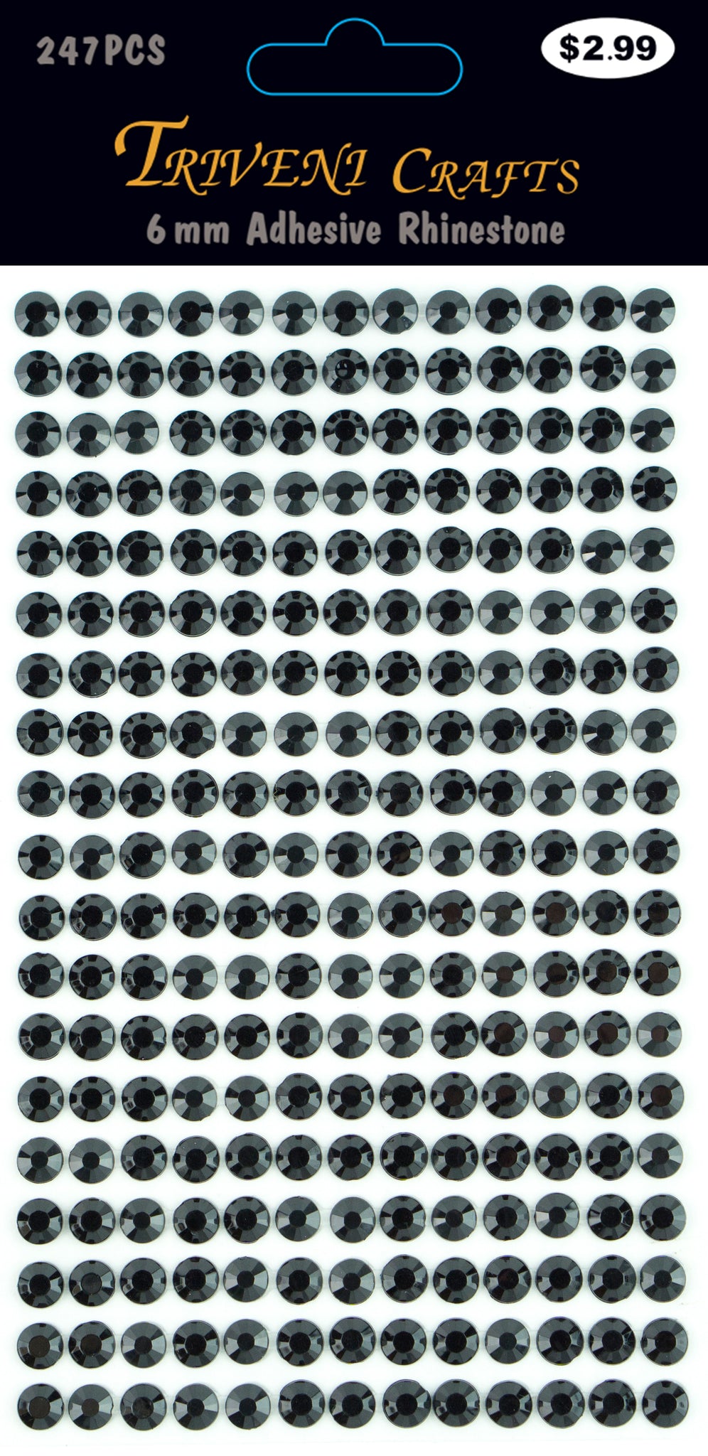 Rhinestone Dot Stickers - 6mm - Jet Black