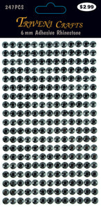 Rhinestone Dot Stickers - 6mm - Jet Black