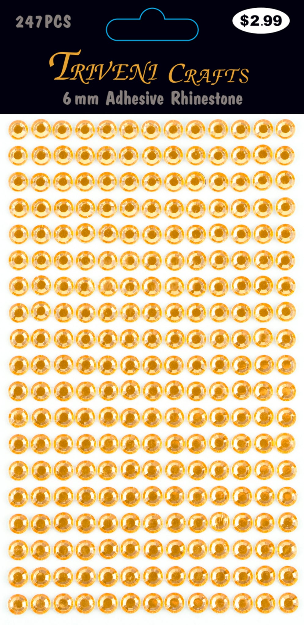 Rhinestone Dot Stickers - 6mm - Orange