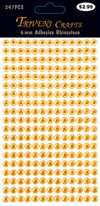 Rhinestone Dot Stickers - 6mm - Orange