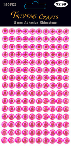 Rhinestone Dot Stickers - 8mm - Light Pink