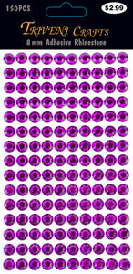 Rhinestone Dot Stickers - 8mm - Dark Purple