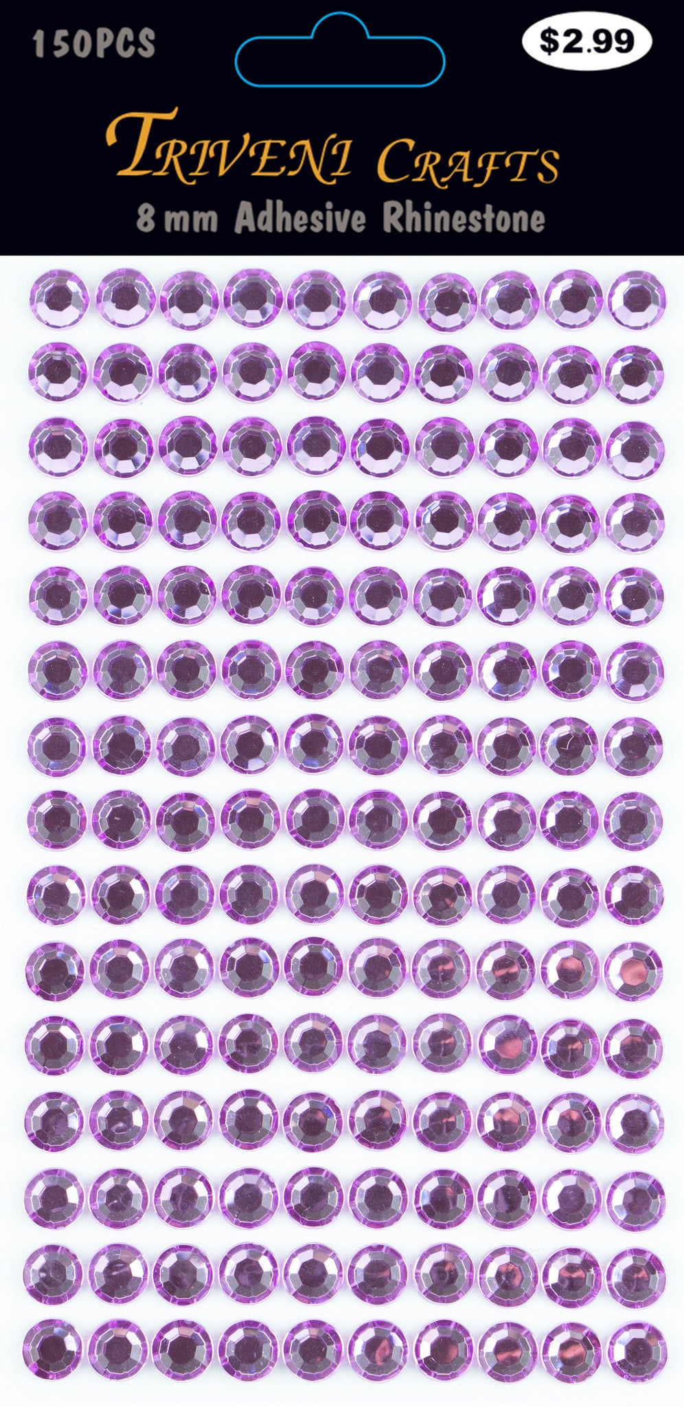 Rhinestone Dot Stickers - 8mm - Lavender