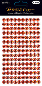 Rhinestone Dot Stickers - 8mm - Red