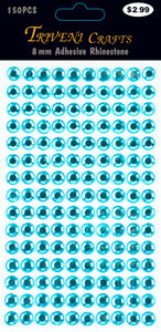Rhinestone Dot Stickers - 8mm - Turquoise