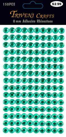 Rhinestone Dot Stickers - 8mm - Emerald