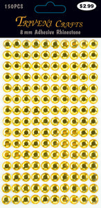 Rhinestone Dot Stickers - 8mm - Yellow