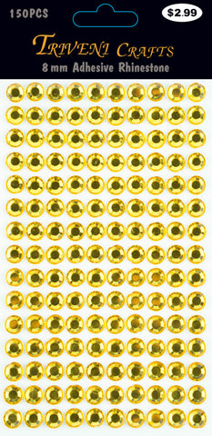 Rhinestone Dot Stickers - 8mm - Yellow
