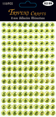 Rhinestone Dot Stickers - 8mm - Lime