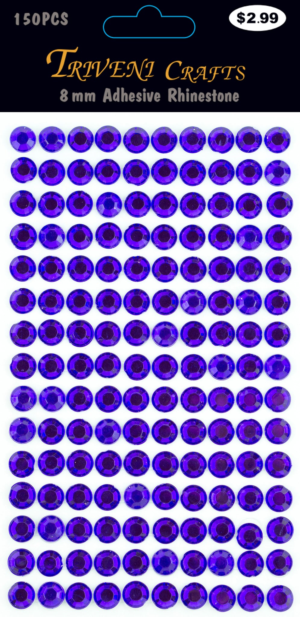Rhinestone Dot Stickers - 8mm - Amethyst