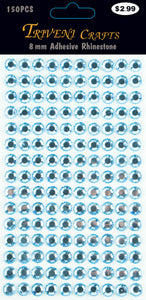Rhinestone Dot Stickers - 8mm - Light Blue