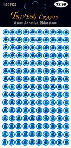 Rhinestone Dot Stickers - 8mm - Sapphire