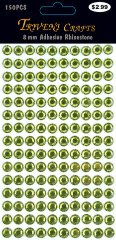 Rhinestone Dot Stickers - 8mm - Olive