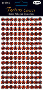 Rhinestone Dot Stickers - 8mm - Garnet