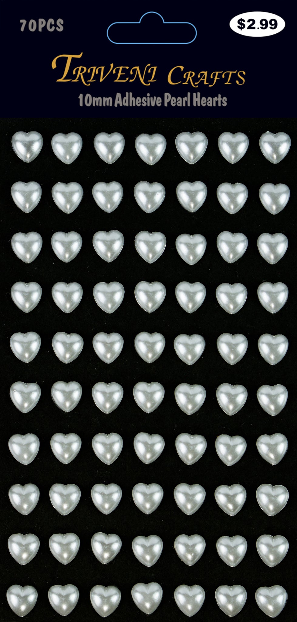 Rhinestone Pearl Heart -10mm - White