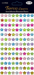 Rhinestone Daisy Flower Stickers - 8mm - Multi