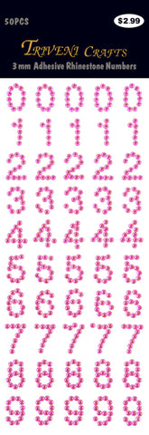 Rhinestone Number Stickers - Pink
