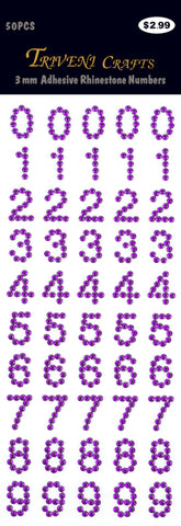 Rhinestone Number Stickers - Dark Purple