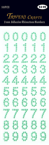 Rhinestone Number Stickers - Green
