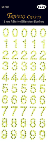 Rhinestone Number Stickers - Lime