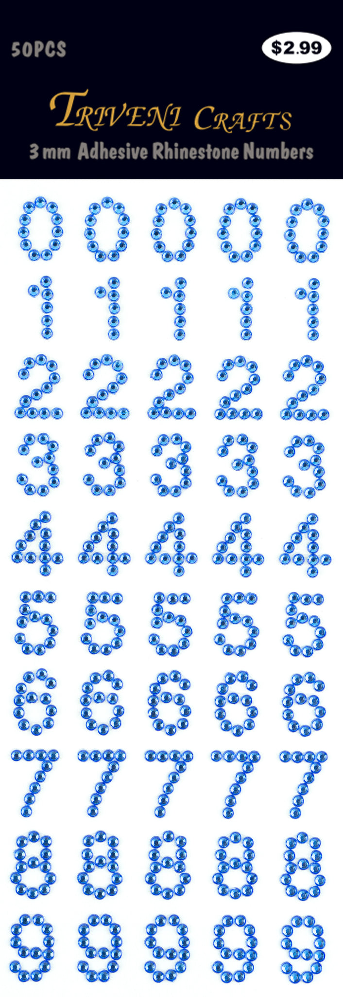 Rhinestone Number Stickers - Sapphire