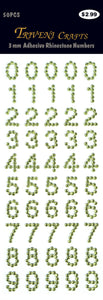 Rhinestone Number Stickers - Olive