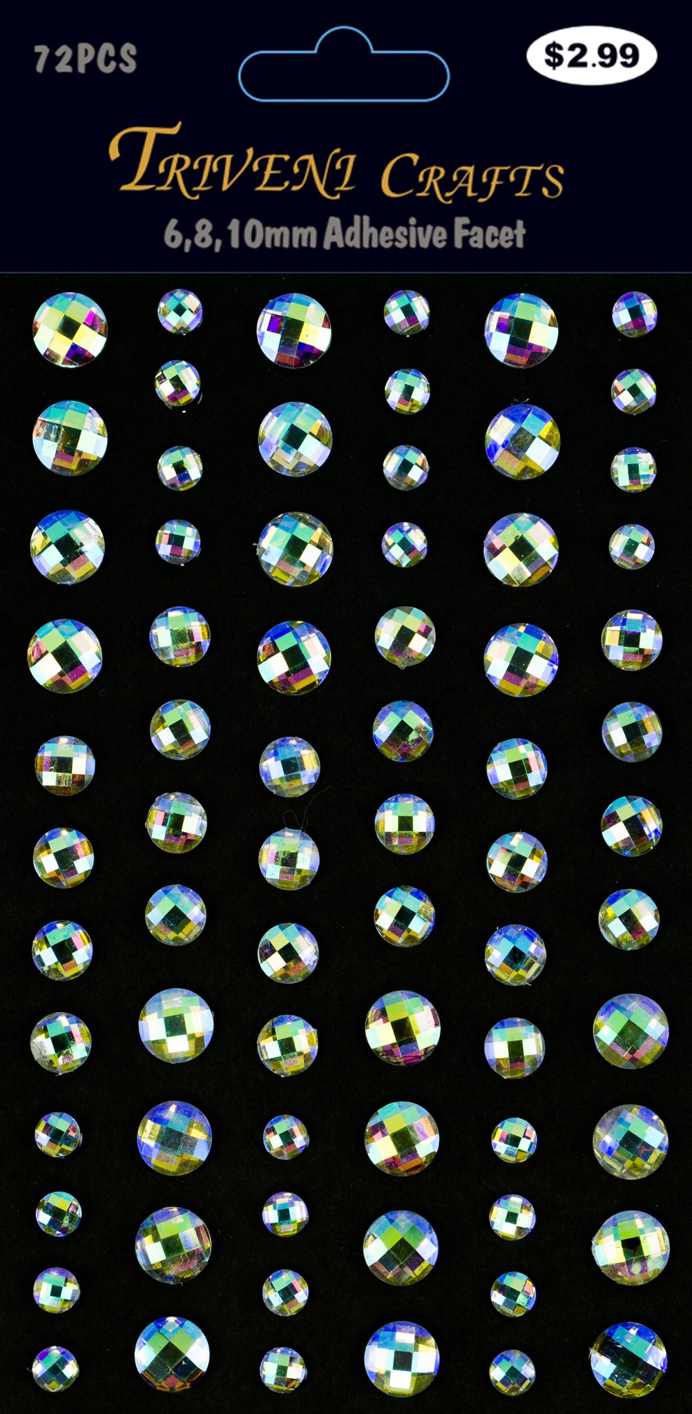 Rhinestone Facet Stickers - 6-10mm - Iridescence