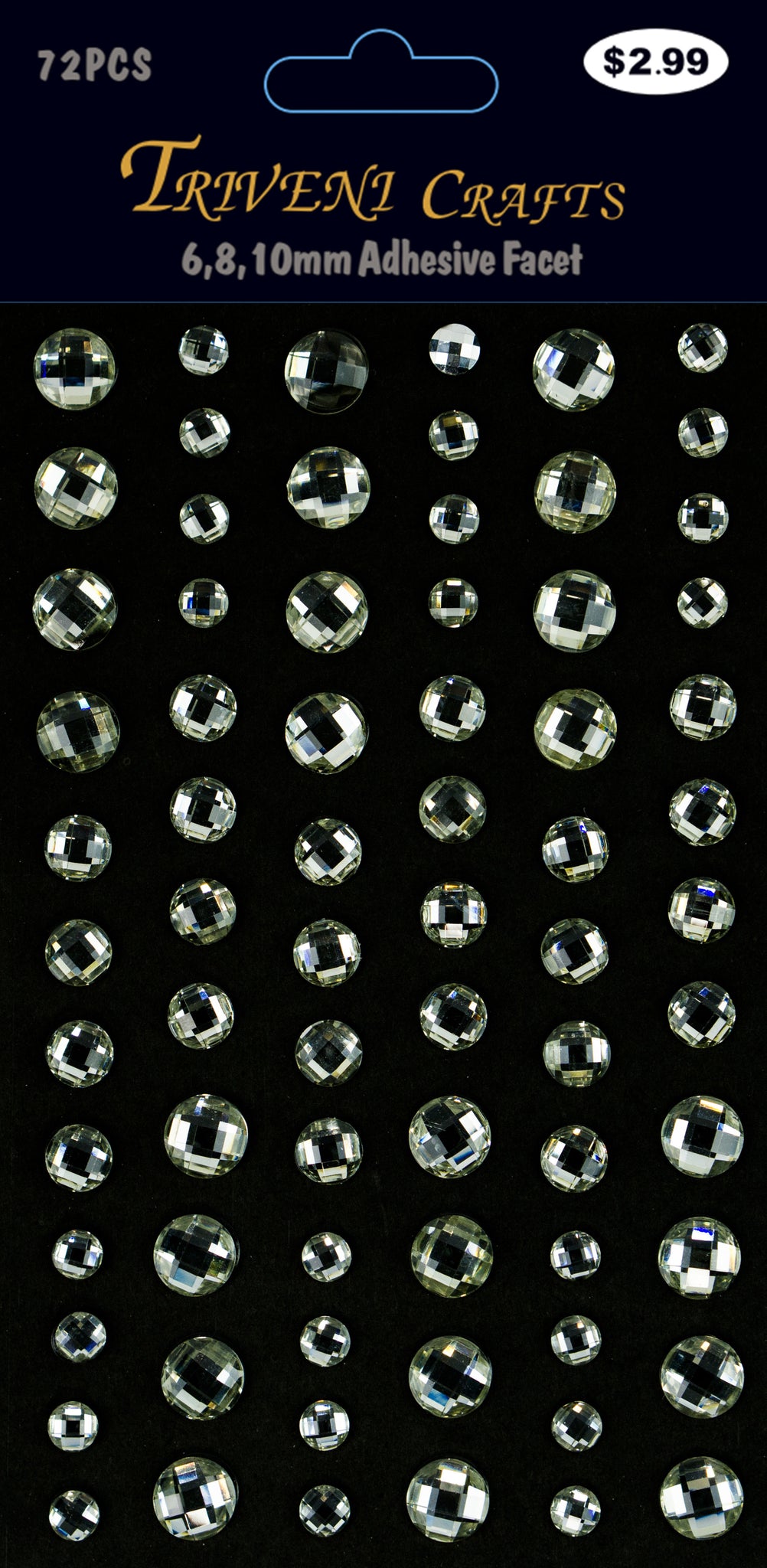 Rhinestone Facet Stickers - 6-10mm - Clear