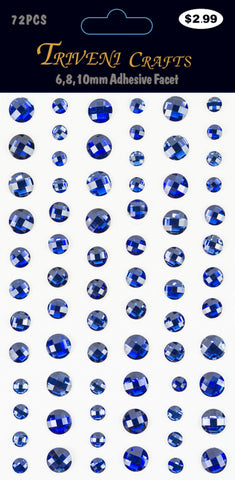 Rhinestone Facet Stickers - 6-10mm - Navy