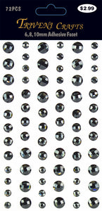 Rhinestone Facet Stickers - 6-10mm - Black
