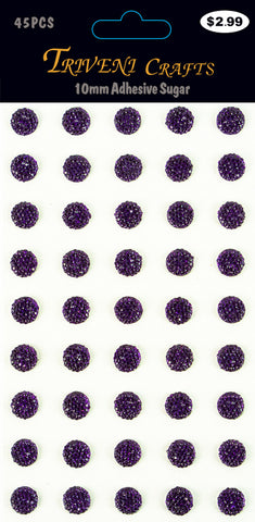 Rhinestone Sugar Stickers - 10mm - Purple