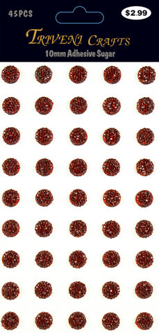 Rhinestone Sugar Stickers - 10mm - Red