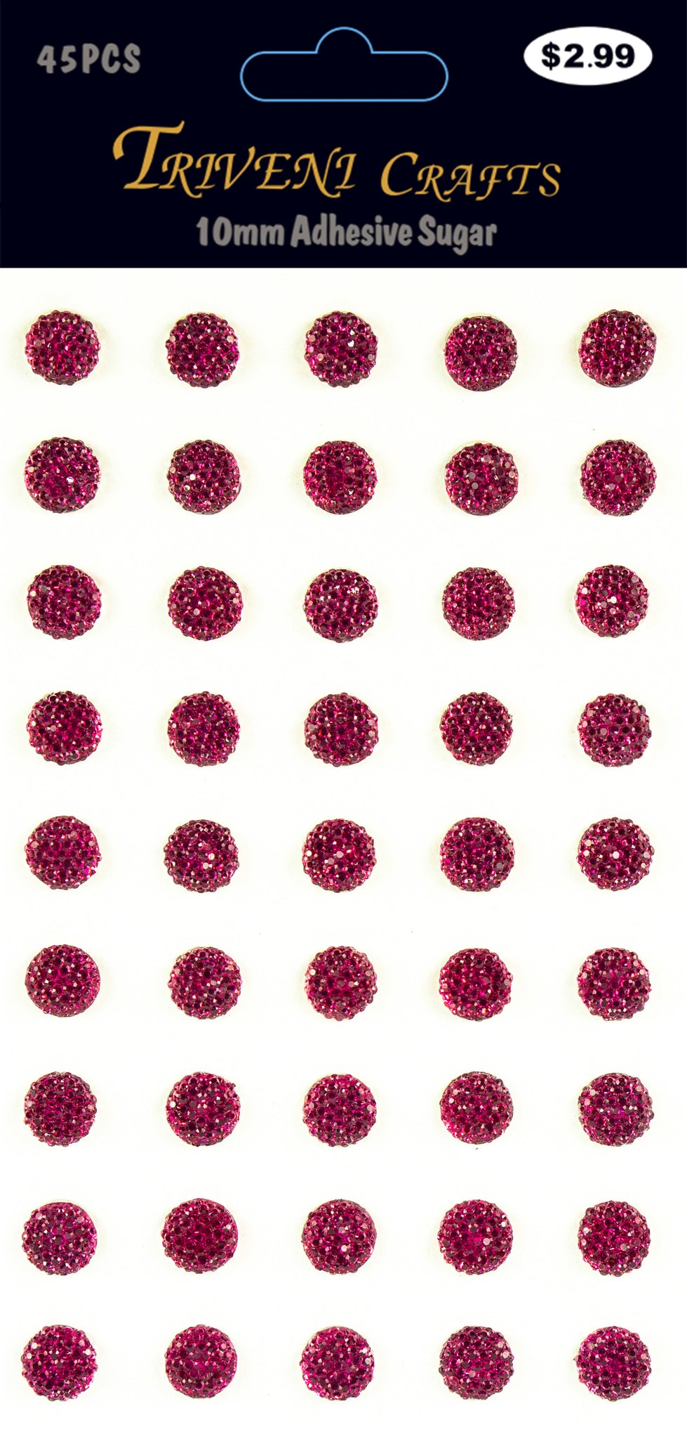 Rhinestone Sugar Stickers - 10mm - Pink