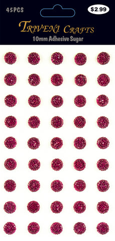 Rhinestone Sugar Stickers - 10mm - Pink