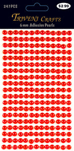 Pearl Dot Stickers - 6mm - Red