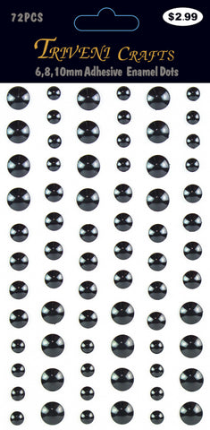 Enamel Dots Stickers - 6-10mm - Jet Black