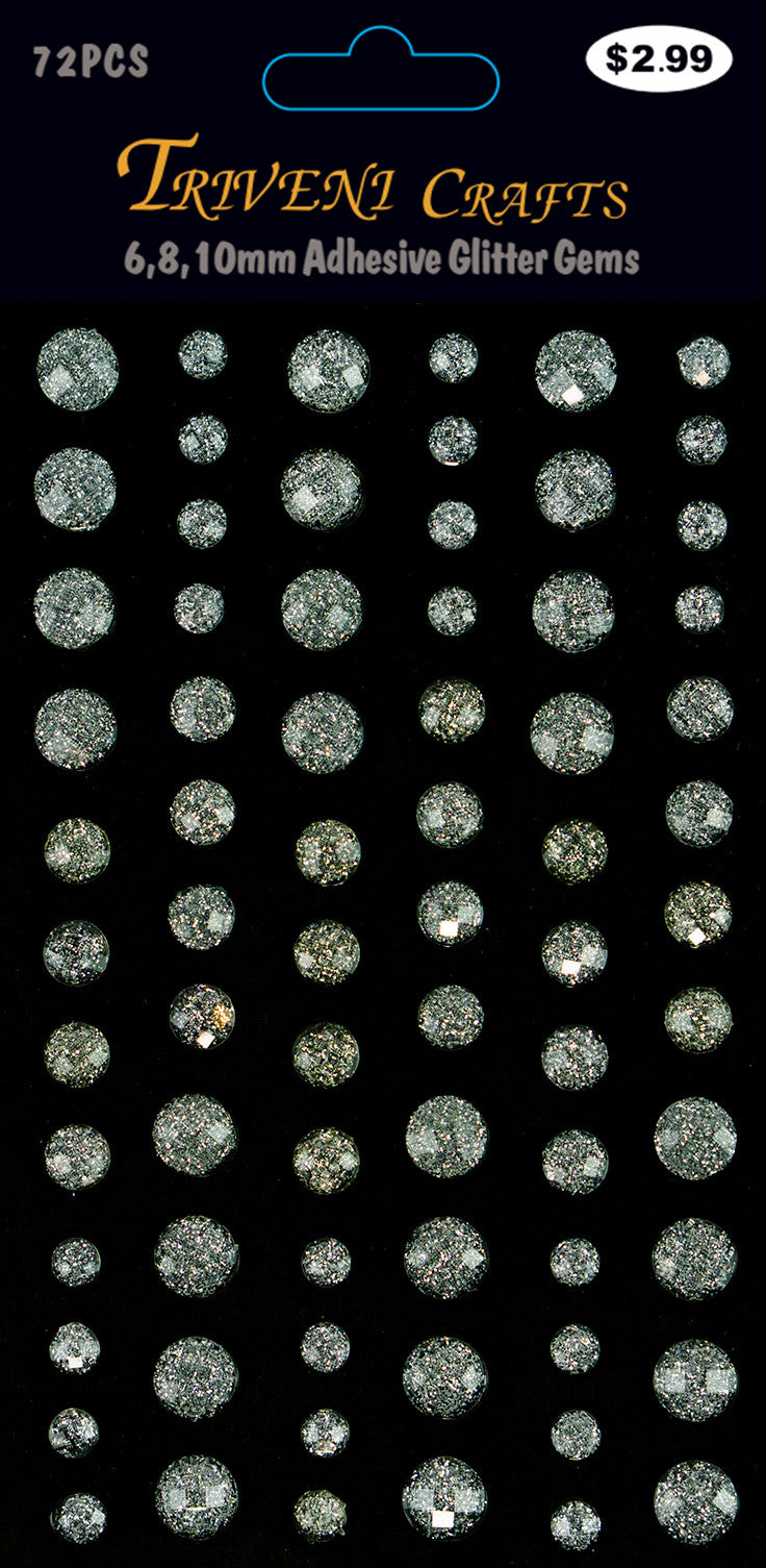 Rhinestone Glitter Stickers - 6-10mm - Clear
