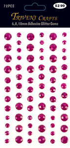 Rhinestone Glitter Stickers - 6-10mm - Pink