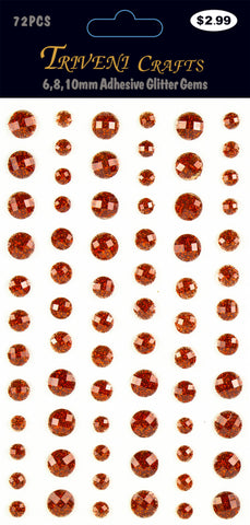 Rhinestone Glitter Stickers - 6-10mm - Red
