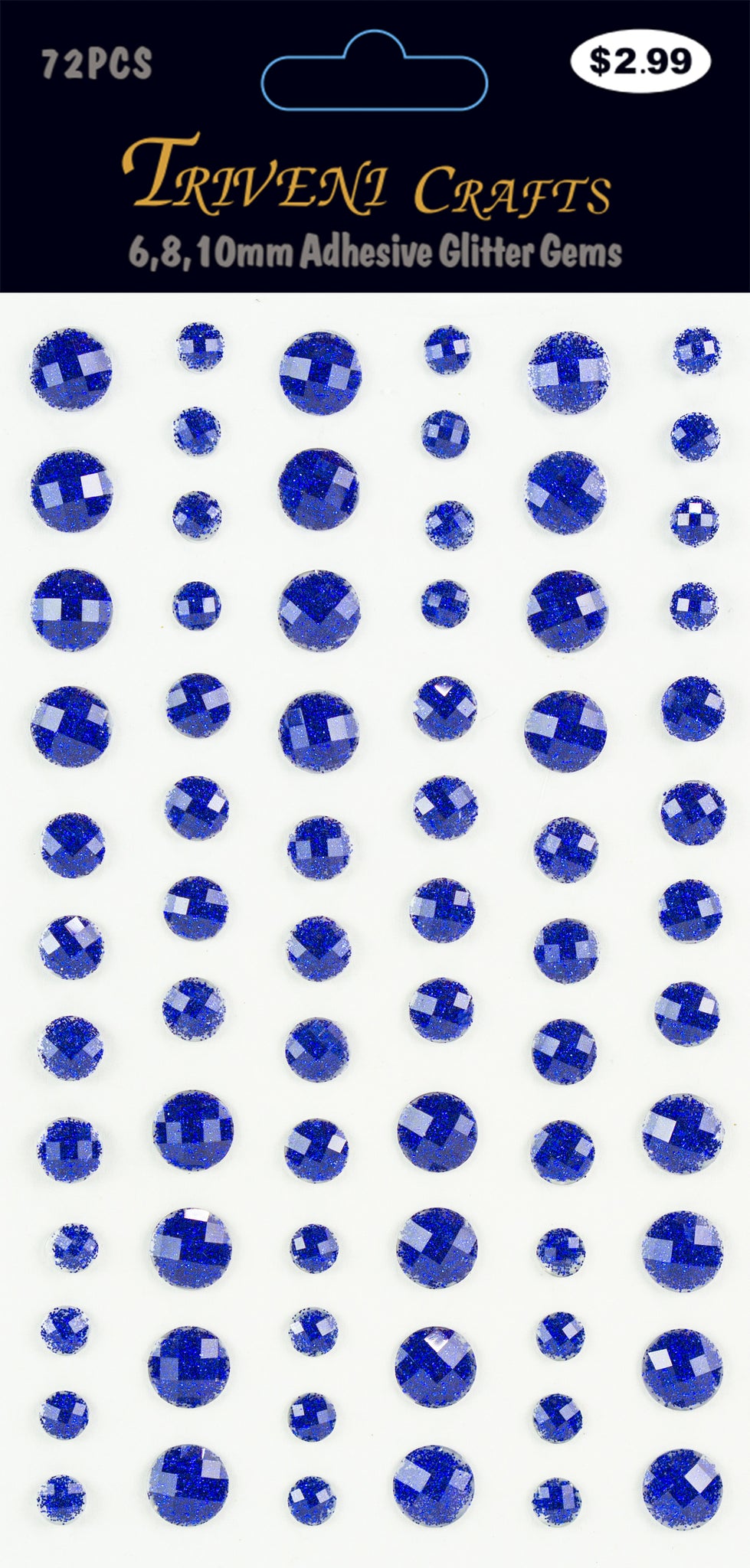Rhinestone Glitter Stickers - 6-10mm - Blue