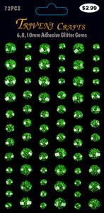 Rhinestone Glitter Stickers - 6-10mm - Peridot