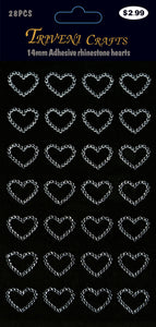 Rhinestone Heart Stickers - 14MM - Clear