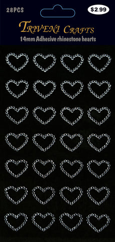 Rhinestone Heart Stickers - 14MM - Clear