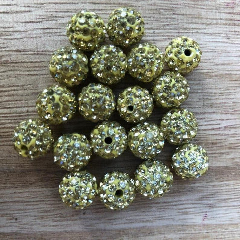 Rhinestone Pave Ball Beads, Rhinestone Clay Disco beads 10 mm 50 Beads